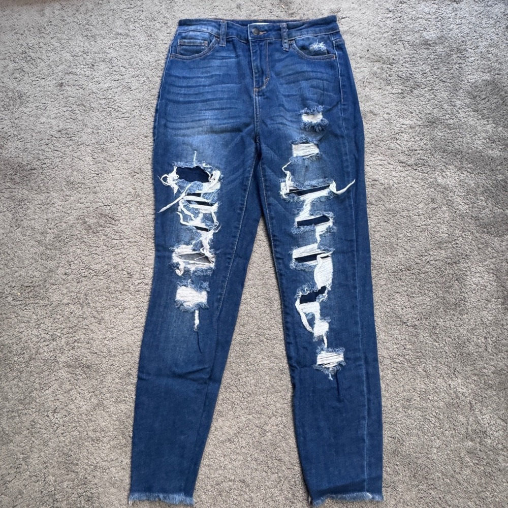 Cello Women's Jeans 5/27 Destressed Dark Wash Jeans
